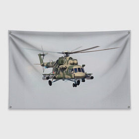Флаг-баннер с принтом МИ 8 в Тюмени, 100% полиэстер | размер 67 х 109 см, плотность ткани — 95 г/м2; по краям флага есть четыре люверса для крепления | авиация | армия | ввс | вертолет | военная техника | ми 8 | ударный