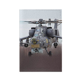 Обложка для паспорта матовая кожа с принтом МИ 28 в Тюмени, натуральная матовая кожа | размер 19,3 х 13,7 см; прозрачные пластиковые крепления | Тематика изображения на принте: авиация | армия | боевой | ввс | вертолет | военная техника | ми 28 | ночной охотник | ударный