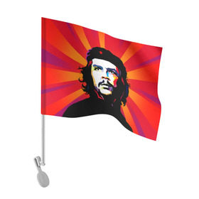 Флаг для автомобиля с принтом Че Гевара в Тюмени, 100% полиэстер | Размер: 30*21 см | куба | поп арт | революционер | чегевара