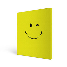 Холст квадратный с принтом Смайл в Тюмени, 100% ПВХ |  | emoji | smile | жёлтый | смайл | смайлик | улыбка | эмодзи | эмоции