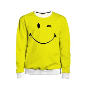 Детский свитшот 3D с принтом Смайл в Тюмени, 100% полиэстер | свободная посадка, прямой крой, мягкая тканевая резинка на рукавах и понизу свитшота | Тематика изображения на принте: emoji | smile | жёлтый | смайл | смайлик | улыбка | эмодзи | эмоции