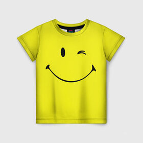 Детская футболка 3D с принтом Смайл в Тюмени, 100% гипоаллергенный полиэфир | прямой крой, круглый вырез горловины, длина до линии бедер, чуть спущенное плечо, ткань немного тянется | emoji | smile | жёлтый | смайл | смайлик | улыбка | эмодзи | эмоции