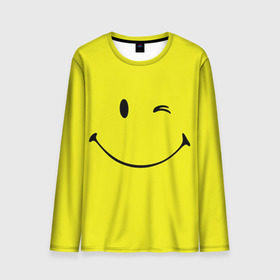 Мужской лонгслив 3D с принтом Смайл в Тюмени, 100% полиэстер | длинные рукава, круглый вырез горловины, полуприлегающий силуэт | Тематика изображения на принте: emoji | smile | жёлтый | смайл | смайлик | улыбка | эмодзи | эмоции