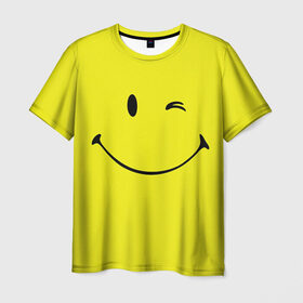 Мужская футболка 3D с принтом Смайл в Тюмени, 100% полиэфир | прямой крой, круглый вырез горловины, длина до линии бедер | Тематика изображения на принте: emoji | smile | жёлтый | смайл | смайлик | улыбка | эмодзи | эмоции