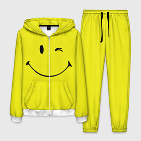Мужской костюм 3D с принтом Смайл в Тюмени, 100% полиэстер | Манжеты и пояс оформлены тканевой резинкой, двухслойный капюшон со шнурком для регулировки, карманы спереди | emoji | smile | жёлтый | смайл | смайлик | улыбка | эмодзи | эмоции