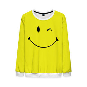 Мужской свитшот 3D с принтом Смайл в Тюмени, 100% полиэстер с мягким внутренним слоем | круглый вырез горловины, мягкая резинка на манжетах и поясе, свободная посадка по фигуре | emoji | smile | жёлтый | смайл | смайлик | улыбка | эмодзи | эмоции