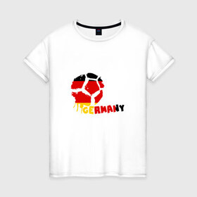 Женская футболка хлопок с принтом Сборная Германии в Тюмени, 100% хлопок | прямой крой, круглый вырез горловины, длина до линии бедер, слегка спущенное плечо | 