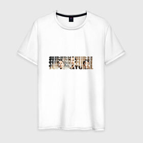 Мужская футболка хлопок с принтом Сверхъестественное в Тюмени, 100% хлопок | прямой крой, круглый вырез горловины, длина до линии бедер, слегка спущенное плечо. | supernatural | сверхъестественное