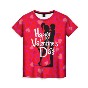 Женская футболка 3D с принтом Valentine`s Day в Тюмени, 100% полиэфир ( синтетическое хлопкоподобное полотно) | прямой крой, круглый вырез горловины, длина до линии бедер | 
