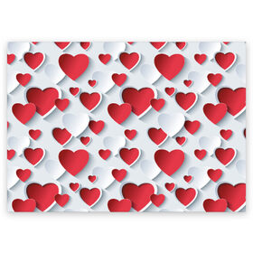 Поздравительная открытка с принтом Сердца в Тюмени, 100% бумага | плотность бумаги 280 г/м2, матовая, на обратной стороне линовка и место для марки
 | день святого валентина | любовь | сердца