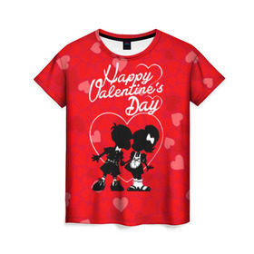 Женская футболка 3D с принтом Valentine`s Day в Тюмени, 100% полиэфир ( синтетическое хлопкоподобное полотно) | прямой крой, круглый вырез горловины, длина до линии бедер | valentines day | любовь | поцелуй | сердца