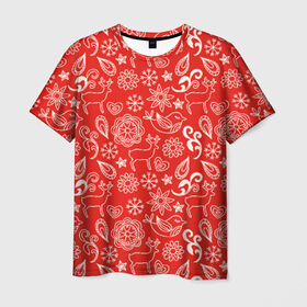 Мужская футболка 3D с принтом Новогодний микс в Тюмени, 100% полиэфир | прямой крой, круглый вырез горловины, длина до линии бедер | новый год | олени | снежинки | текстуры