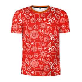 Мужская футболка 3D спортивная с принтом Новогодний микс в Тюмени, 100% полиэстер с улучшенными характеристиками | приталенный силуэт, круглая горловина, широкие плечи, сужается к линии бедра | новый год | олени | снежинки | текстуры