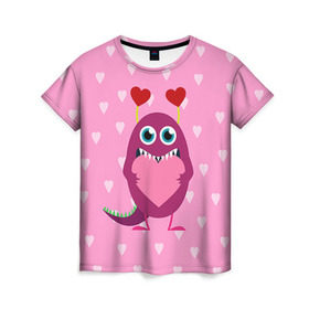 Женская футболка 3D с принтом Чудик с сердцем в Тюмени, 100% полиэфир ( синтетическое хлопкоподобное полотно) | прямой крой, круглый вырез горловины, длина до линии бедер | 14 февраля | love | валентин | влюбленные | любовь | сердечко | сердце | чудик