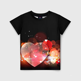Детская футболка 3D с принтом Сердца в Тюмени, 100% гипоаллергенный полиэфир | прямой крой, круглый вырез горловины, длина до линии бедер, чуть спущенное плечо, ткань немного тянется | 14 февраля | love | валентин | влюбленные | любовь | сердечко | сердце
