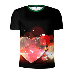 Мужская футболка 3D спортивная с принтом Сердца в Тюмени, 100% полиэстер с улучшенными характеристиками | приталенный силуэт, круглая горловина, широкие плечи, сужается к линии бедра | 14 февраля | love | валентин | влюбленные | любовь | сердечко | сердце