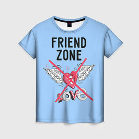 Женская футболка 3D с принтом Friendzone в Тюмени, 100% полиэфир ( синтетическое хлопкоподобное полотно) | прямой крой, круглый вырез горловины, длина до линии бедер | 14 февраля | friendzone | valentine | день святого валентина | ненавижу 14 февраля | сердечки | френдзона