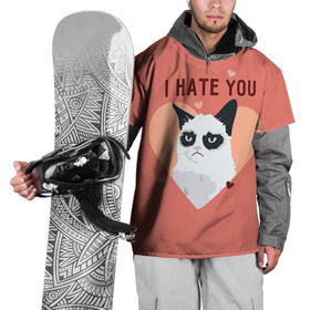 Накидка на куртку 3D с принтом I hate you в Тюмени, 100% полиэстер |  | 14 февраля | cat | i hate you | день святого валентина | кот | ненавижу 14 февраля | сердечки