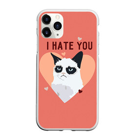 Чехол для iPhone 11 Pro матовый с принтом I hate you в Тюмени, Силикон |  | 14 февраля | cat | i hate you | день святого валентина | кот | ненавижу 14 февраля | сердечки