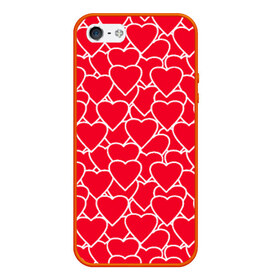 Чехол силиконовый для Телефон Apple iPhone 5/5S с принтом Сердца в Тюмени, Силикон | Область печати: задняя сторона чехла, без боковых панелей | любовь | орнамент | сердца