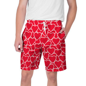 Мужские шорты 3D с принтом Сердца в Тюмени,  полиэстер 100% | прямой крой, два кармана без застежек по бокам. Мягкая трикотажная резинка на поясе, внутри которой широкие завязки. Длина чуть выше колен | любовь | орнамент | сердца