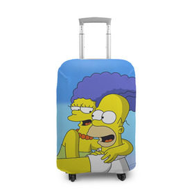 Чехол для чемодана 3D с принтом Гомер и Мардж в Тюмени, 86% полиэфир, 14% спандекс | двустороннее нанесение принта, прорези для ручек и колес | Тематика изображения на принте: гомер