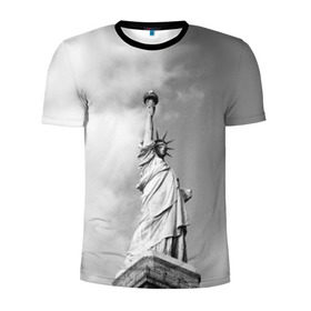 Мужская футболка 3D спортивная с принтом Статуя Свободы в Тюмени, 100% полиэстер с улучшенными характеристиками | приталенный силуэт, круглая горловина, широкие плечи, сужается к линии бедра | Тематика изображения на принте: америка | нью йорк | статуя свободы | сша | штаты