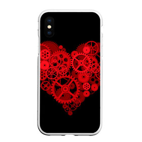 Чехол для iPhone XS Max матовый с принтом Механическое сердце в Тюмени, Силикон | Область печати: задняя сторона чехла, без боковых панелей | Тематика изображения на принте: контраст | любовь | механическое | сердце | шестеренки
