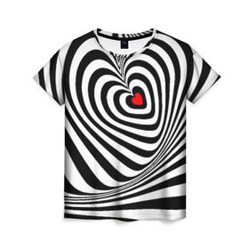 Женская футболка 3D с принтом Метаморфозы в Тюмени, 100% полиэфир ( синтетическое хлопкоподобное полотно) | прямой крой, круглый вырез горловины, длина до линии бедер | зебра | любовь | метаморфозы | сердце