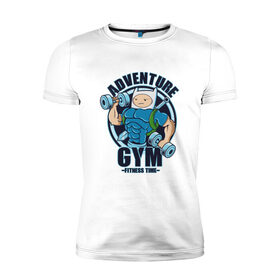 Мужская футболка премиум с принтом Adventure Gym в Тюмени, 92% хлопок, 8% лайкра | приталенный силуэт, круглый вырез ворота, длина до линии бедра, короткий рукав | 