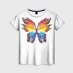 Женская футболка 3D с принтом Butterfly в Тюмени, 100% полиэфир ( синтетическое хлопкоподобное полотно) | прямой крой, круглый вырез горловины, длина до линии бедер | 