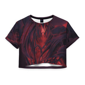 Женская футболка 3D укороченная с принтом Shadow fiend в Тюмени, 100% полиэстер | круглая горловина, длина футболки до линии талии, рукава с отворотами | dota | shadow fiend | дота | сф
