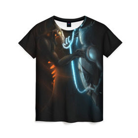 Женская футболка 3D с принтом Razor and shadow fiend в Тюмени, 100% полиэфир ( синтетическое хлопкоподобное полотно) | прямой крой, круглый вырез горловины, длина до линии бедер | Тематика изображения на принте: dota 2 | razor | shadow fiend | дота 2