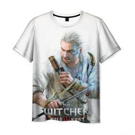 Мужская футболка 3D с принтом Witcher в Тюмени, 100% полиэфир | прямой крой, круглый вырез горловины, длина до линии бедер | ведьмак