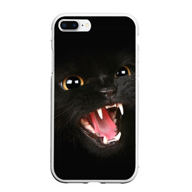 Чехол для iPhone 7Plus/8 Plus матовый с принтом Черный кот в Тюмени, Силикон | Область печати: задняя сторона чехла, без боковых панелей | Тематика изображения на принте: глаза | клыки | хищник | черный кон