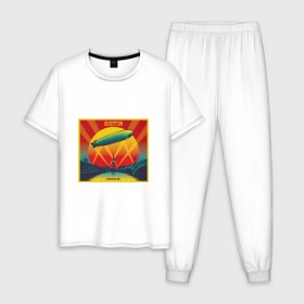 Мужская пижама хлопок с принтом Led Zeppelin в Тюмени, 100% хлопок | брюки и футболка прямого кроя, без карманов, на брюках мягкая резинка на поясе и по низу штанин
 | led zeppelin