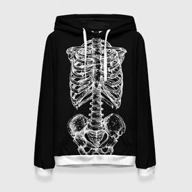 Женская толстовка 3D с принтом Скелет в Тюмени, 100% полиэстер  | двухслойный капюшон со шнурком для регулировки, мягкие манжеты на рукавах и по низу толстовки, спереди карман-кенгуру с мягким внутренним слоем. | скелет