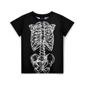 Детская футболка 3D с принтом Скелет в Тюмени, 100% гипоаллергенный полиэфир | прямой крой, круглый вырез горловины, длина до линии бедер, чуть спущенное плечо, ткань немного тянется | скелет
