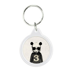 Брелок круглый с принтом Панда в Тюмени, пластик и полированная сталь | круглая форма, металлическое крепление в виде кольца | панда