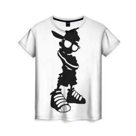 Женская футболка 3D с принтом Пацанчик в Тюмени, 100% полиэфир ( синтетическое хлопкоподобное полотно) | прямой крой, круглый вырез горловины, длина до линии бедер | кепка | крутой | очки | парень | пацан | силуэт | хип | хоп
