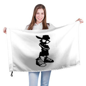 Флаг 3D с принтом Пацанчик в Тюмени, 100% полиэстер | плотность ткани — 95 г/м2, размер — 67 х 109 см. Принт наносится с одной стороны | кепка | крутой | очки | парень | пацан | силуэт | хип | хоп