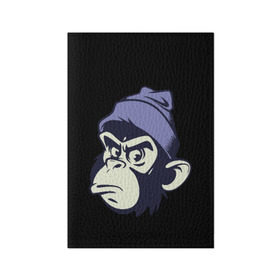 Обложка для паспорта матовая кожа с принтом Обезьяна в шапке в Тюмени, натуральная матовая кожа | размер 19,3 х 13,7 см; прозрачные пластиковые крепления | мода | обезьяна | хипстер | шапка