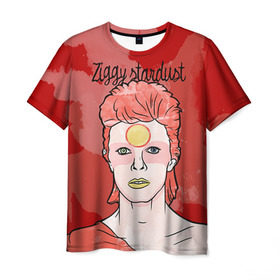 Мужская футболка 3D с принтом Ziggy Stardust в Тюмени, 100% полиэфир | прямой крой, круглый вырез горловины, длина до линии бедер | bowie | david | ziggy stardust | боуи | дэвид | музыкант | певец | рок