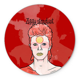 Коврик круглый с принтом Ziggy Stardust в Тюмени, резина и полиэстер | круглая форма, изображение наносится на всю лицевую часть | bowie | david | ziggy stardust | боуи | дэвид | музыкант | певец | рок