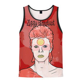 Мужская майка 3D с принтом Ziggy Stardust в Тюмени, 100% полиэстер | круглая горловина, приталенный силуэт, длина до линии бедра. Пройма и горловина окантованы тонкой бейкой | Тематика изображения на принте: bowie | david | ziggy stardust | боуи | дэвид | музыкант | певец | рок
