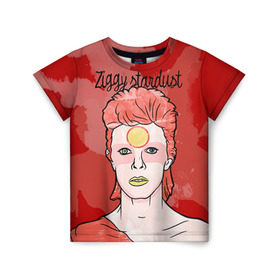 Детская футболка 3D с принтом Ziggy Stardust в Тюмени, 100% гипоаллергенный полиэфир | прямой крой, круглый вырез горловины, длина до линии бедер, чуть спущенное плечо, ткань немного тянется | bowie | david | ziggy stardust | боуи | дэвид | музыкант | певец | рок