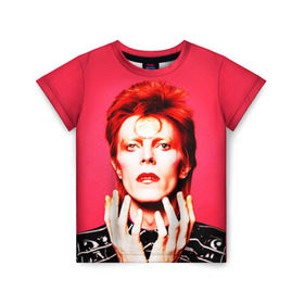 Детская футболка 3D с принтом Ziggy Stardust в Тюмени, 100% гипоаллергенный полиэфир | прямой крой, круглый вырез горловины, длина до линии бедер, чуть спущенное плечо, ткань немного тянется | bowie | david | ziggy stardust | боуи | дэвид | музыкант | певец | рок
