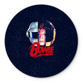 Коврик круглый с принтом Bowie в Тюмени, резина и полиэстер | круглая форма, изображение наносится на всю лицевую часть | bowie | david | боуи | дэвид | музыкант | певец | рок