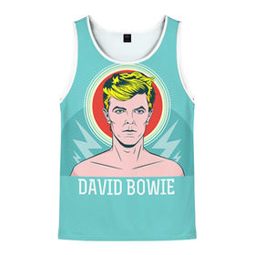 Мужская майка 3D с принтом David Bowie в Тюмени, 100% полиэстер | круглая горловина, приталенный силуэт, длина до линии бедра. Пройма и горловина окантованы тонкой бейкой | Тематика изображения на принте: bowie | david | боуи | дэвид | музыкант | певец | рок
