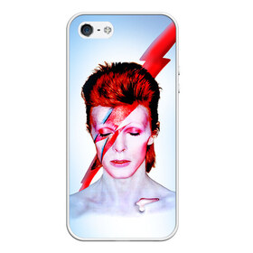 Чехол для iPhone 5/5S матовый с принтом Aladdin sane в Тюмени, Силикон | Область печати: задняя сторона чехла, без боковых панелей | Тематика изображения на принте: aladdin sane | bowie | david | боуи | дэвид | музыкант | певец | рок